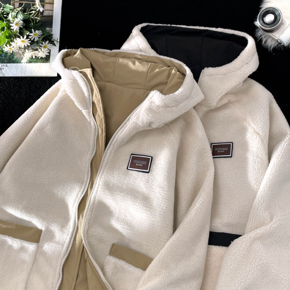 Giacca Uomo Reversibile con Cappuccio e Fodera in Pile