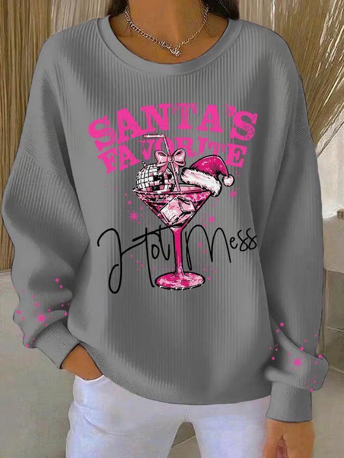 Maglione Donna con Stampa Natalizia Festiva