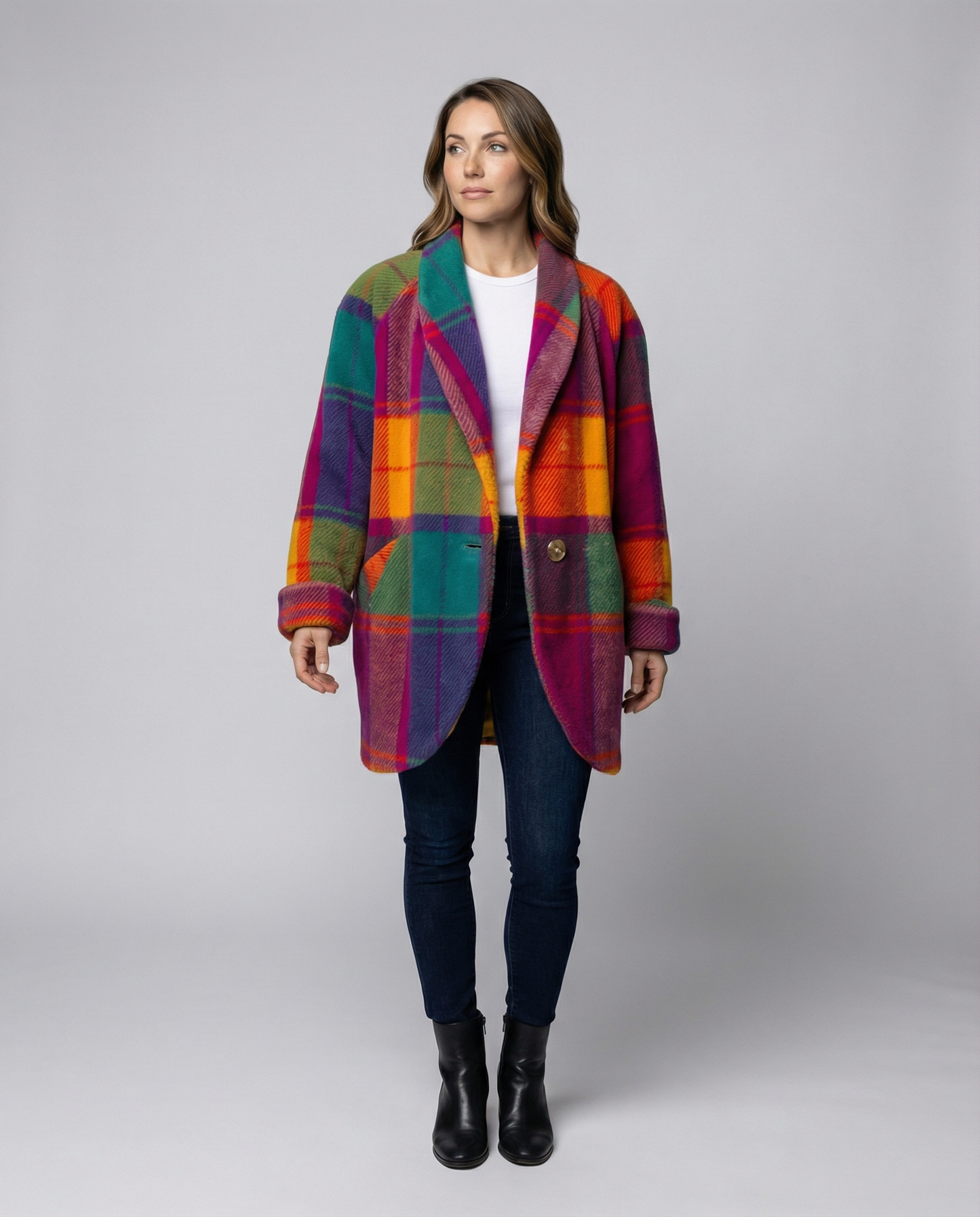 Giacca Donna Oversize Motivo Quadri