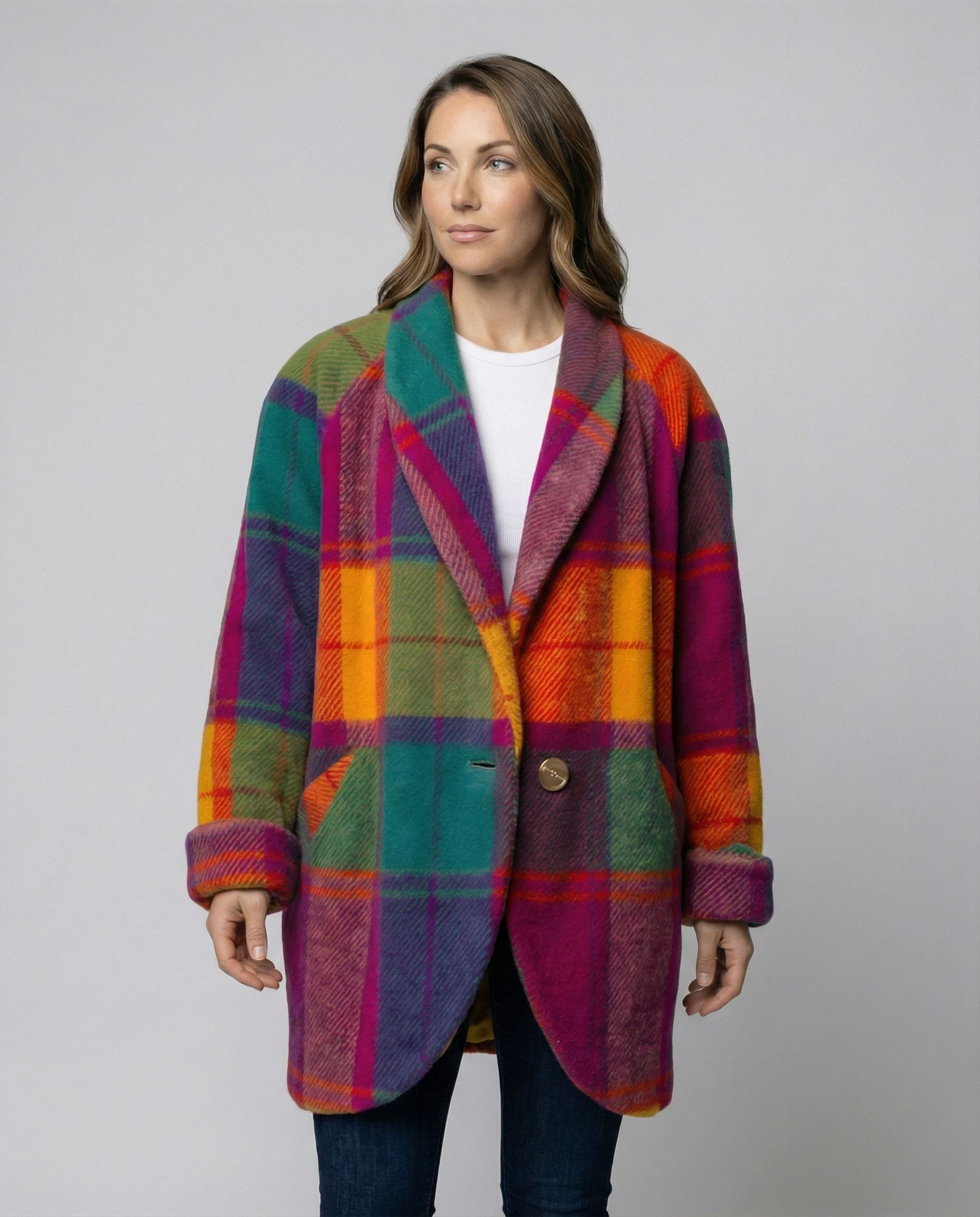 Giacca Donna Oversize Motivo Quadri - Brentozzi