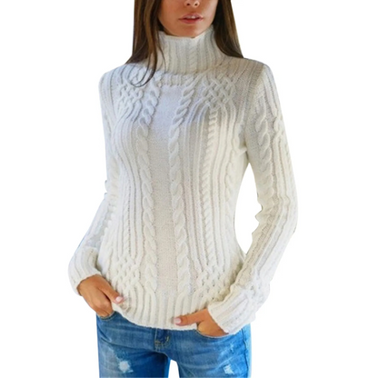 Maglione Donna a Treccia Collo Alto Morbido