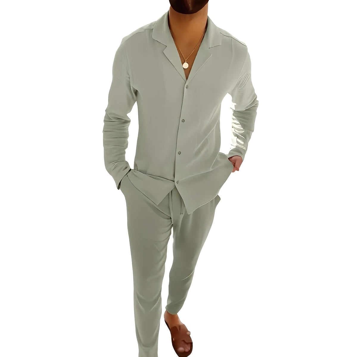 Completo Uomo Polo Manica Lunga e Pantaloni Regular Fit