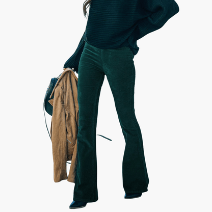 Pantaloni Lunghi Donna Eleganti in Velluto Corduroy