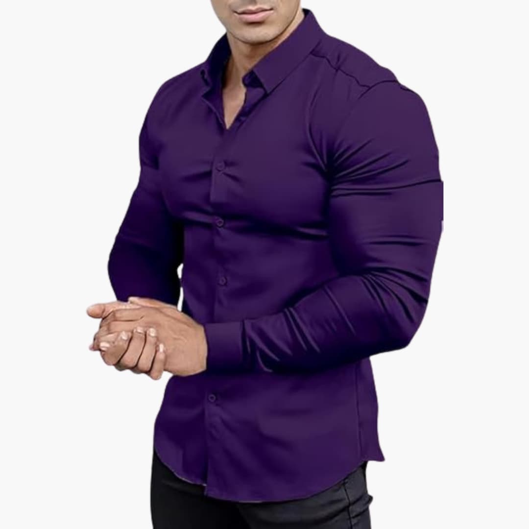 Camicia Uomo Classica Manica Lunga Slim Fit