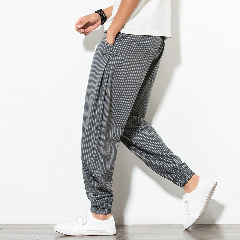Pantaloni Jogging Uomo Tessuto a Righe Vestibilità Comoda