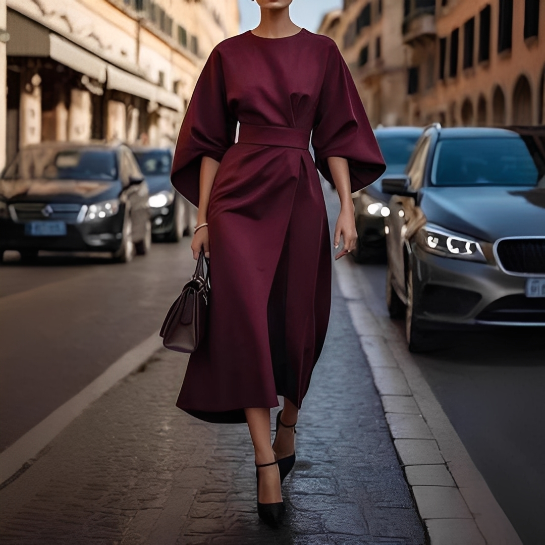 Abito Donna con Maniche a Lanterna Stile Elegante