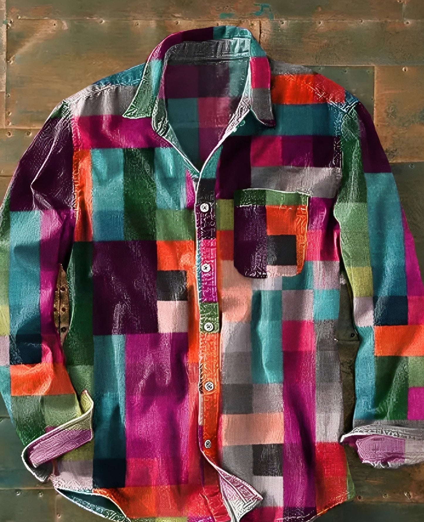 Camicia Uomo Classica Fantasia Manica Lunga
