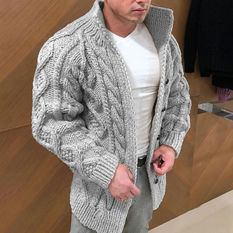 Cardigan Uomo Maglia Spessa a Treccia Caldo e Morbido
