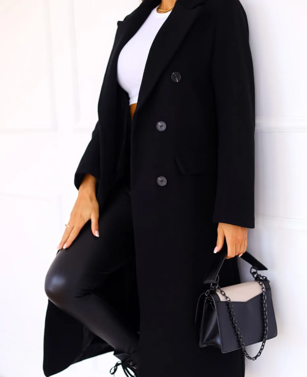 Trenchcoat Donna Elegante in Tessuto Sagomato Manica Lunga