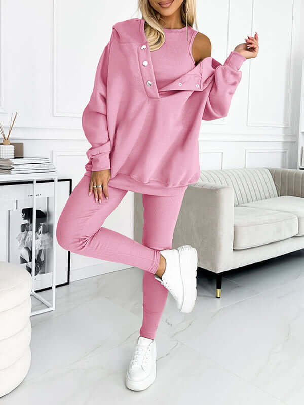Tuta Donna Felpa in Fleece con Cappuccio Comfortabile