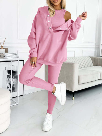 Tuta Donna Felpa in Fleece con Cappuccio Comfortabile