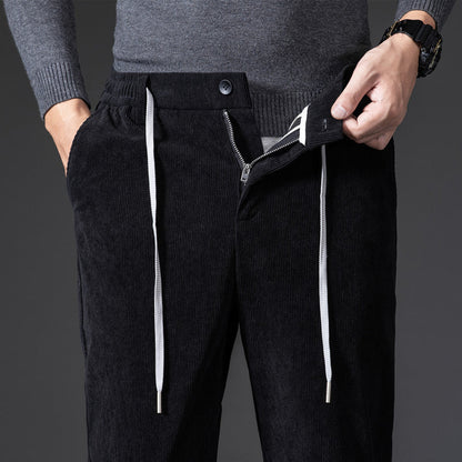 Pantaloni Chino Uomo in Velluto a Coste Vestibilità Comoda