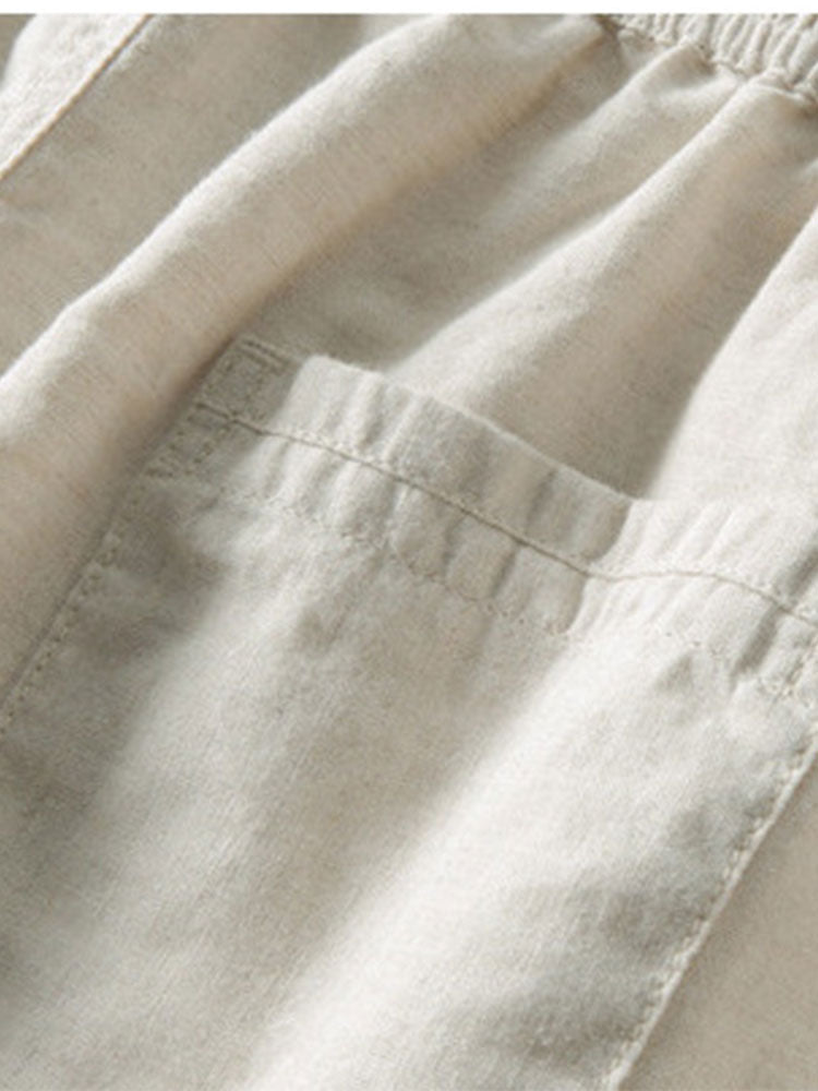 Completo Uomo Camicia Colletto alla Coreana e Pantaloni Vita Dritta