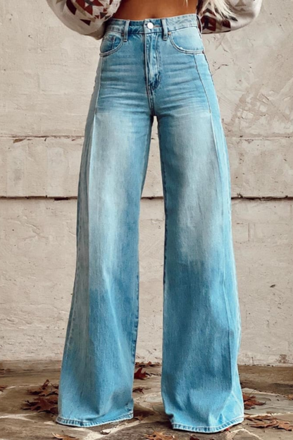 Pantaloni Denim Donna a Gamba Larga