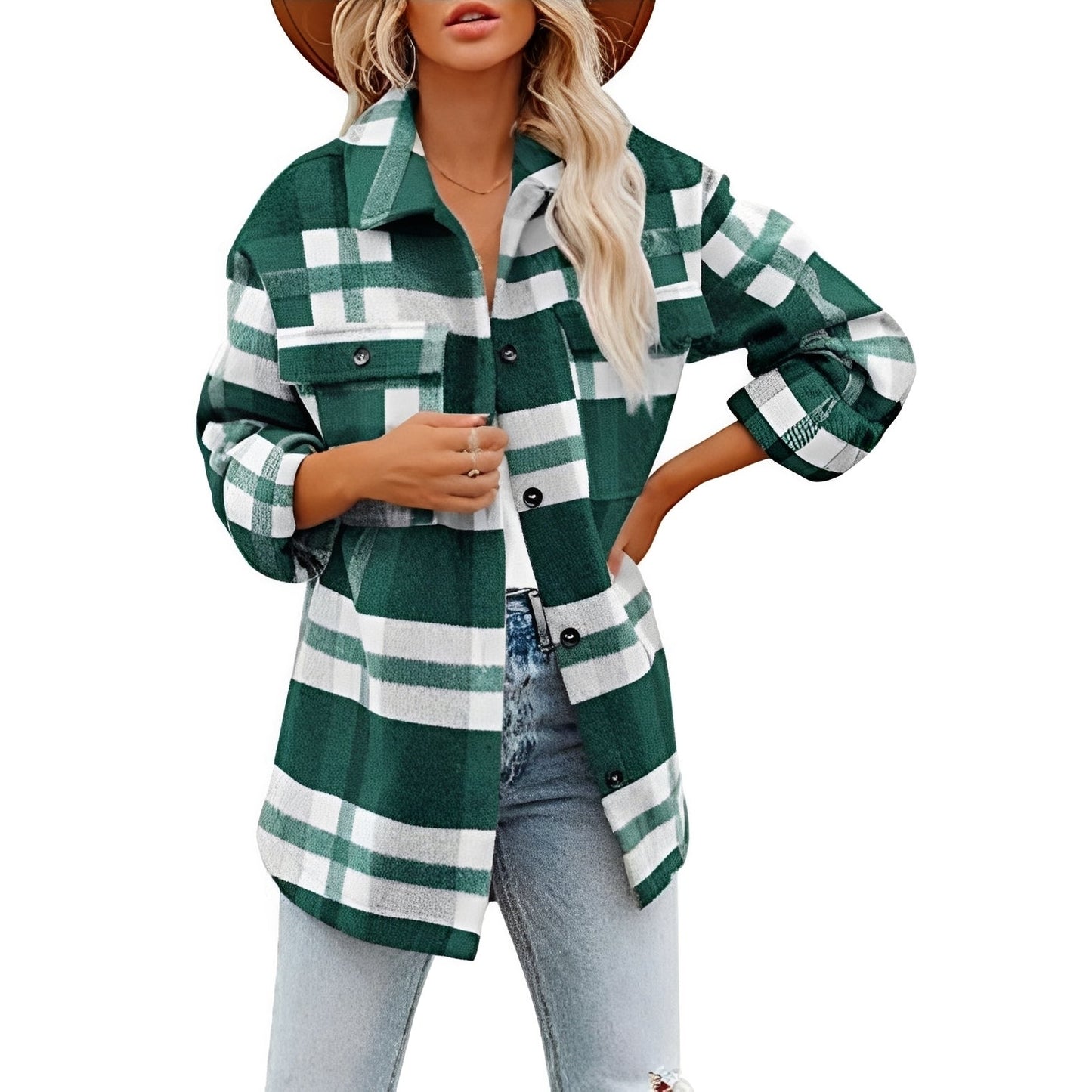 Camicia Donna in Lana a Quadri Regular Fit