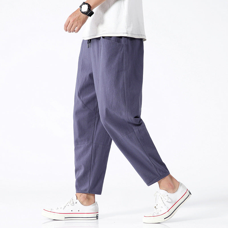 Pantaloni Uomo Casual Vestibilità Comoda Lunghezza Ridotta