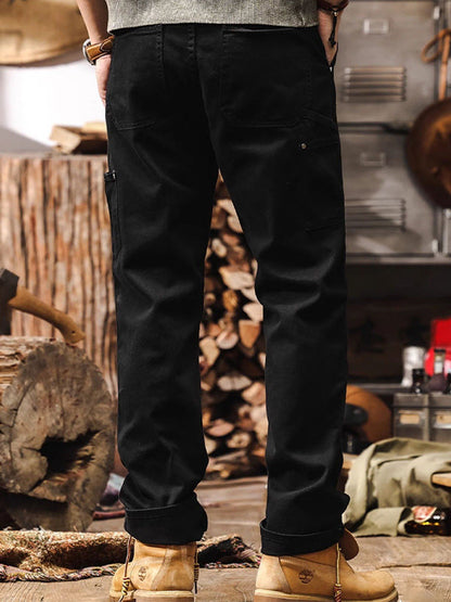 Pantaloni Cargo Uomo Tessuto Tecnico Taglio Dritto
