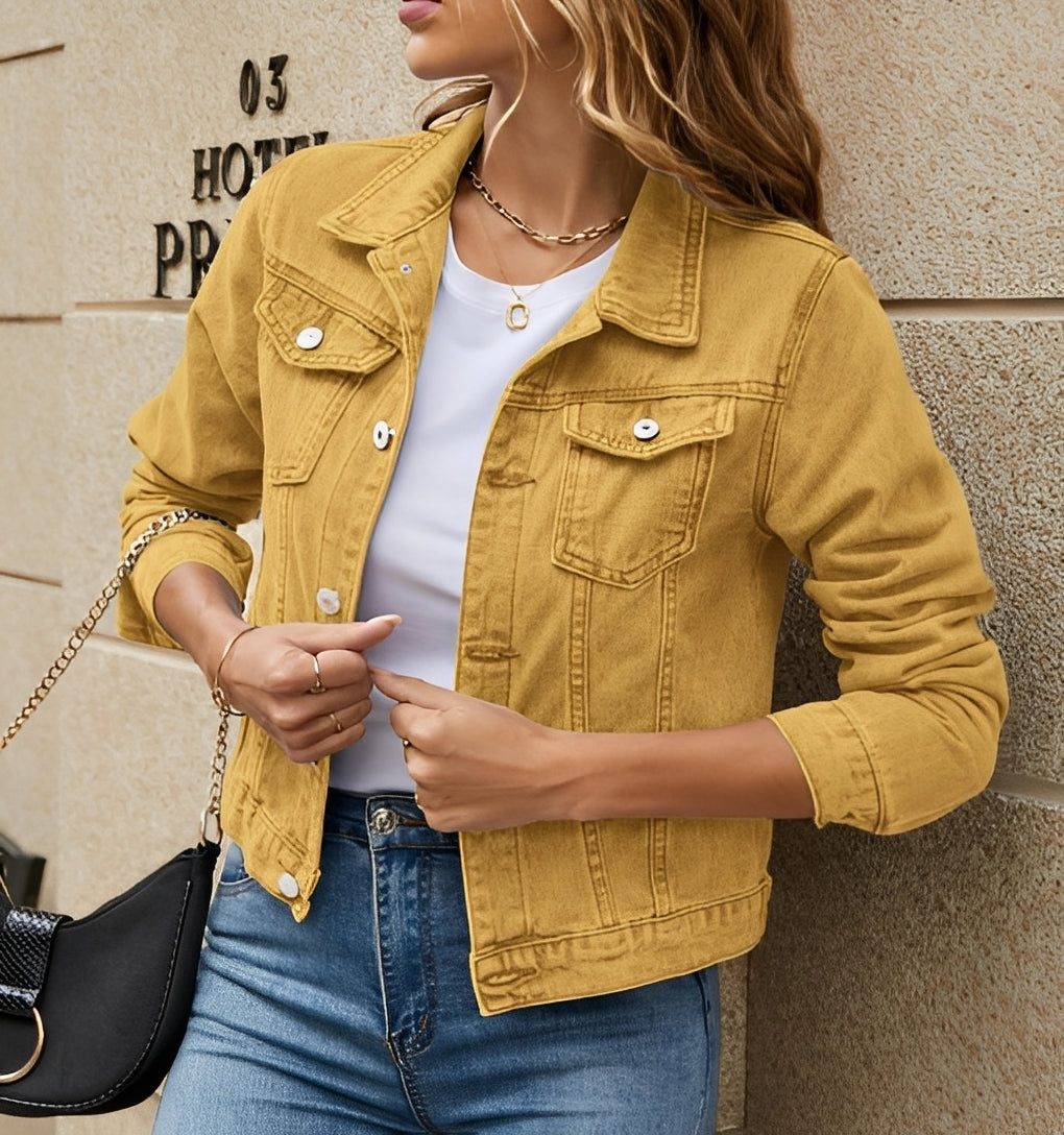 Giacca Jeans Donna con Colletto Rever Moderno