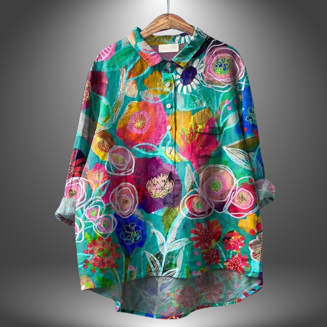 Camicia Donna Manica Lunga Fantasia Floreale