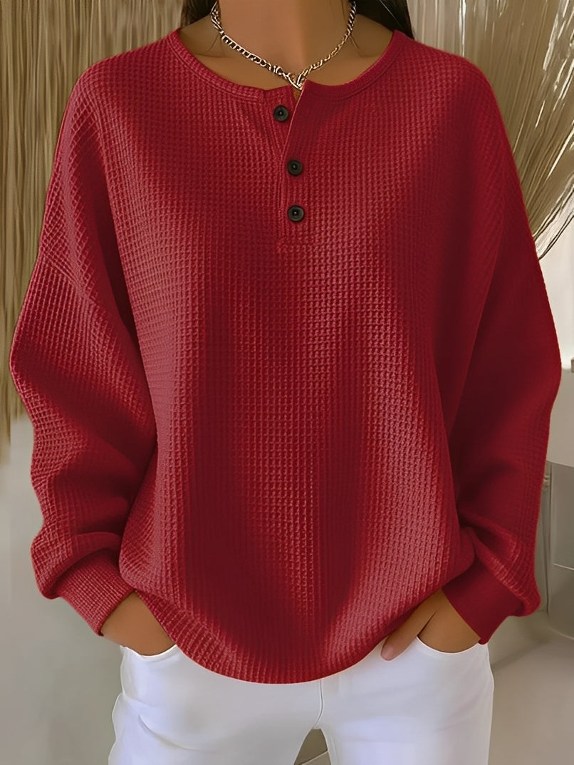 Maglione Donna in Maglia a Nido dApe con Bottoni Comodo