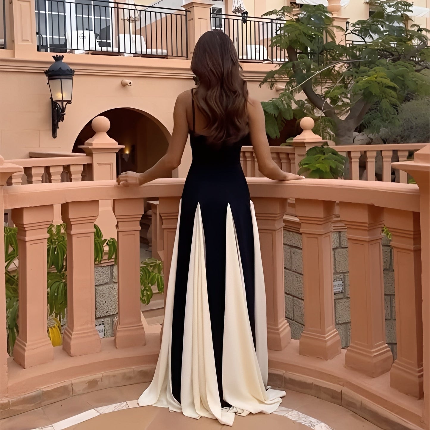 Abito Elegante Donna con Righe Oblique