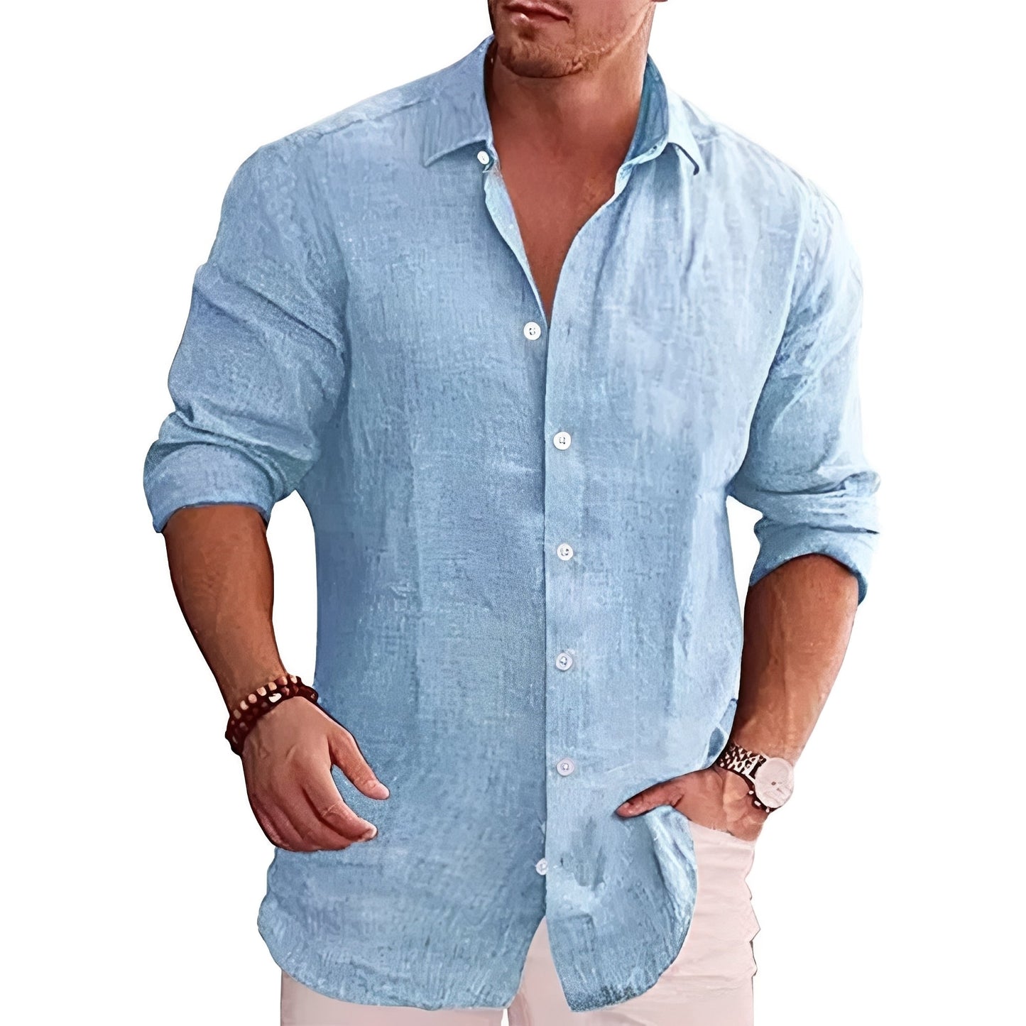 Camicia Uomo Slim Fit Manica Lunga Casual
