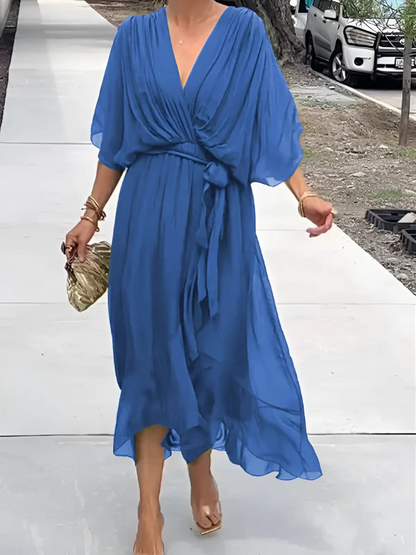 Abito Midi Donna a Portafoglio Stile Classico