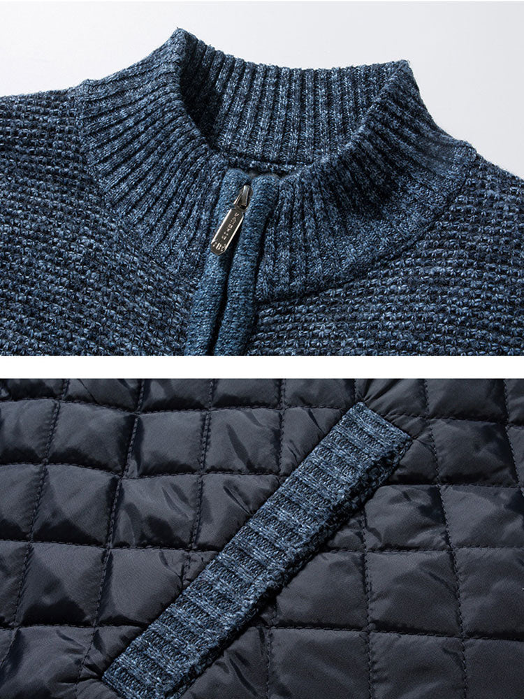Cardigan Uomo Maglia Motivo Quadri Chiusura Frontale