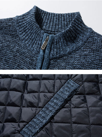 Cardigan Uomo Maglia Motivo Quadri Chiusura Frontale