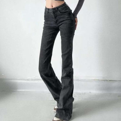 Jeans Donna Vita Alta con Frange a Cuore Taglio Svasato