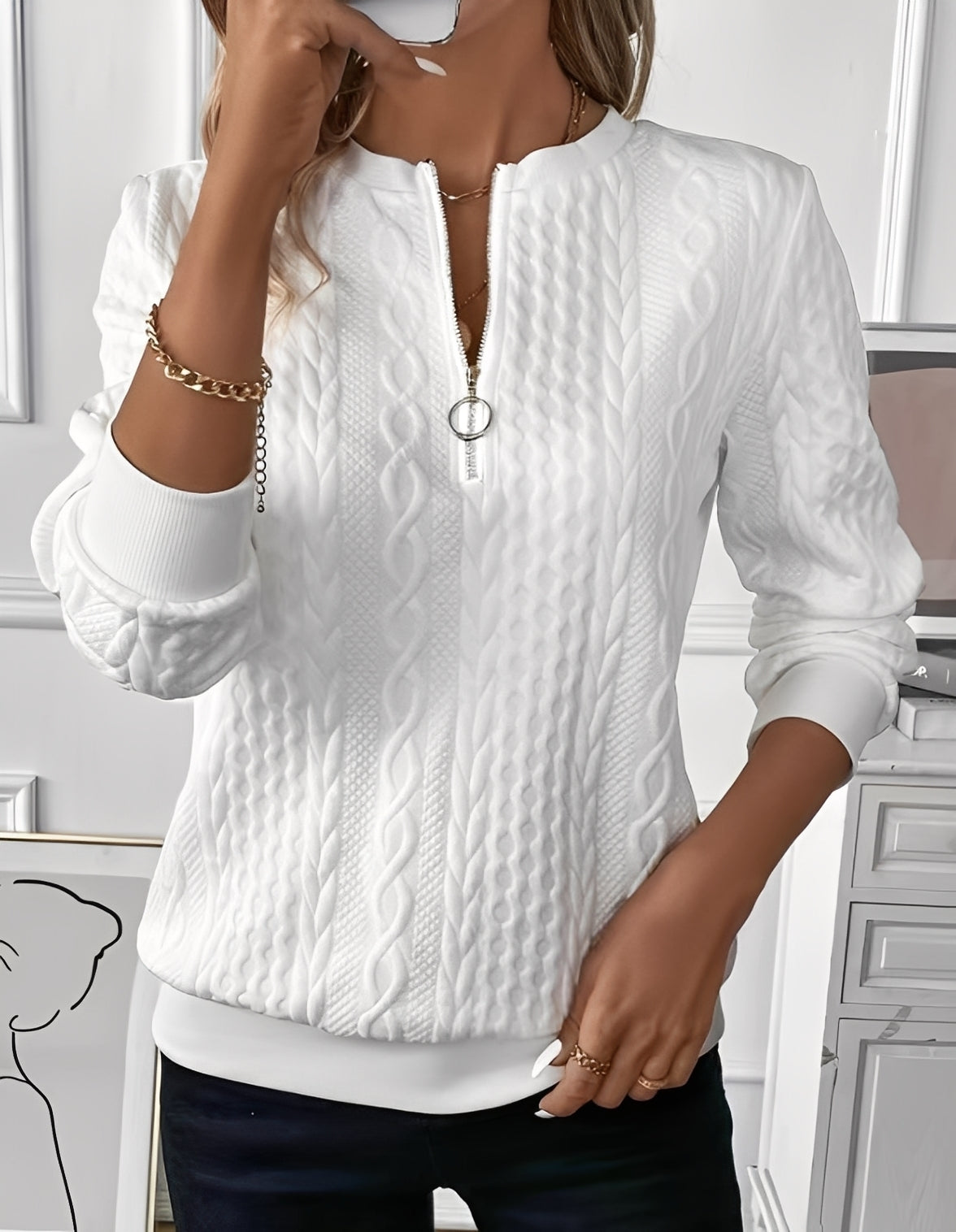 Maglione Donna Morbido con Motivo Trapuntato