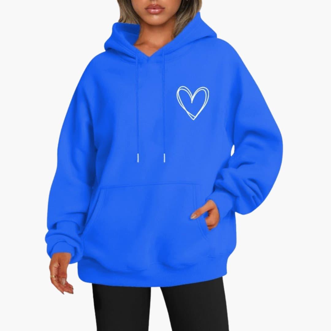 Felpa Donna con Cappuccio Stampa Cuore Regular Fit