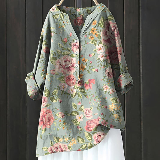 Camicia Donna con Mezza Patta a Fiori Stile Elegante - Brentozzi