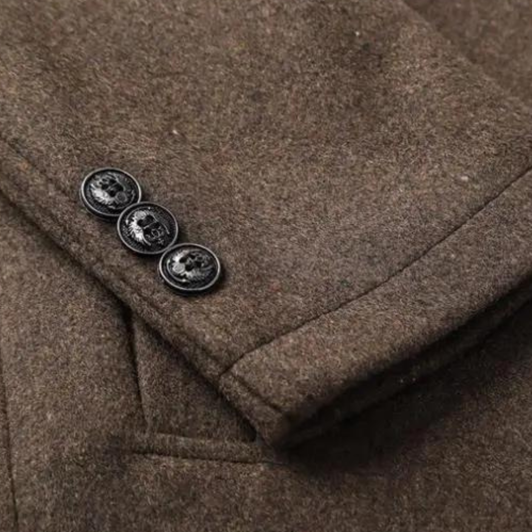 Cappotto Uomo in Lana con Collo Alto e Fodera Calda