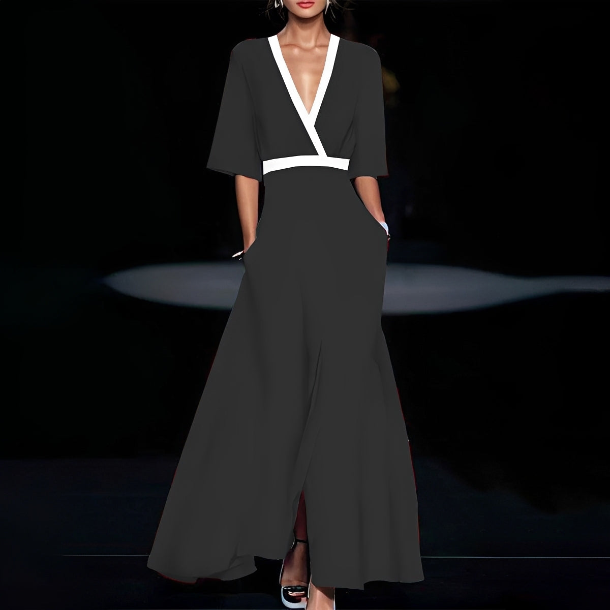 Abito Corto Donna Manica Corta Stile Elegante