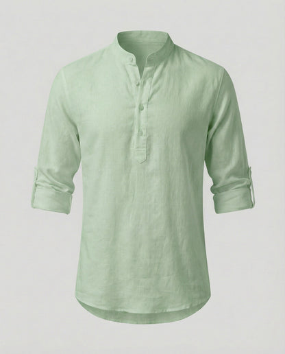 Camicia Uomo Lino Collo Classico