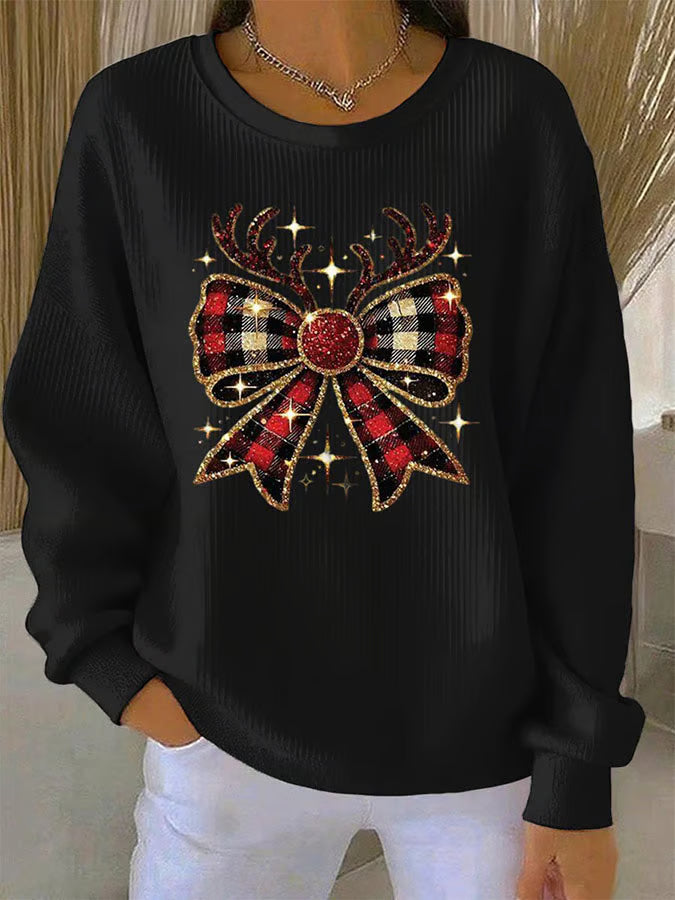 Maglione Donna Natalizio Motivo Fiocchi Morbido
