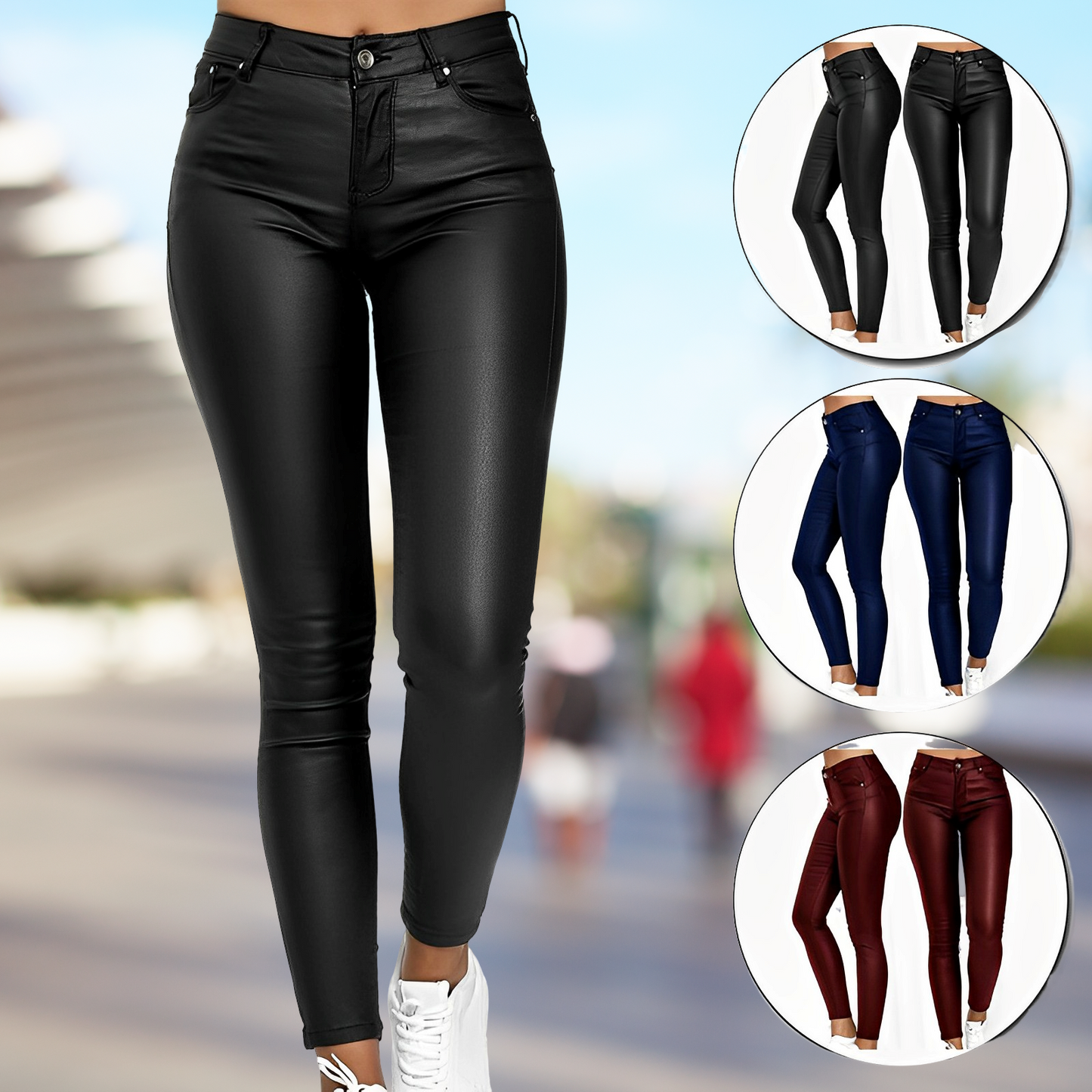 Pantaloni Donna in Pelle Slim Fit Vestibilità Elegante