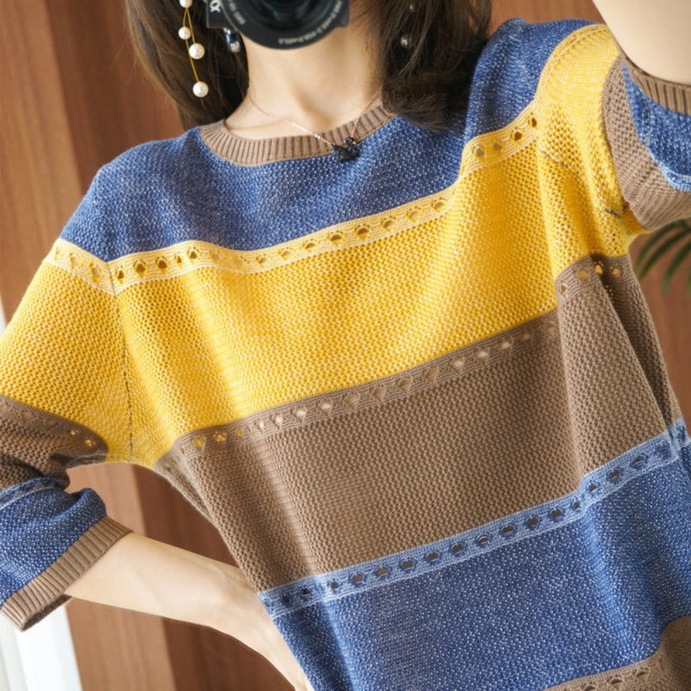 Maglione Donna in Maglia Colorblock Regular Fit