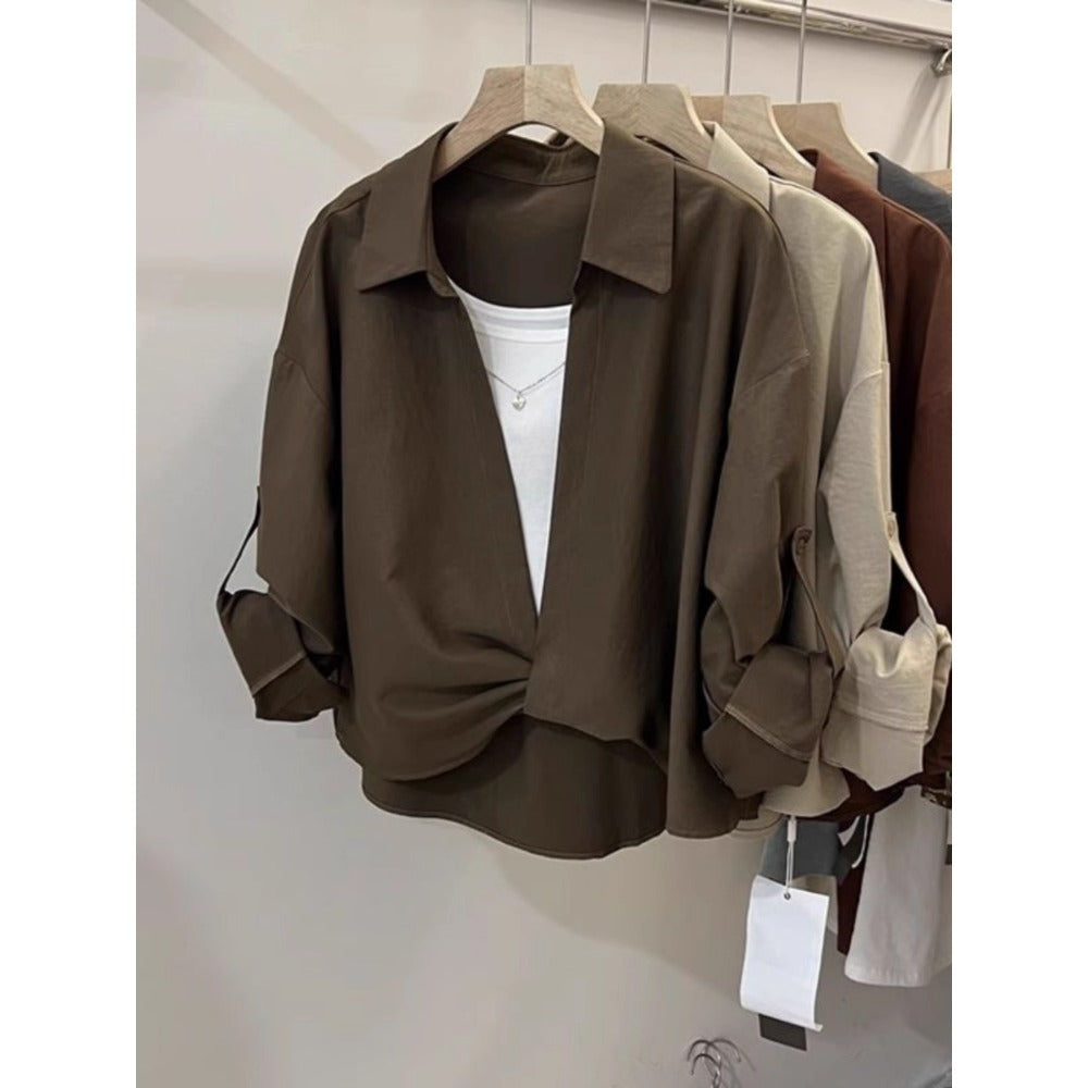 Blusa Donna Effetto Due-in-Uno Manica Lunga