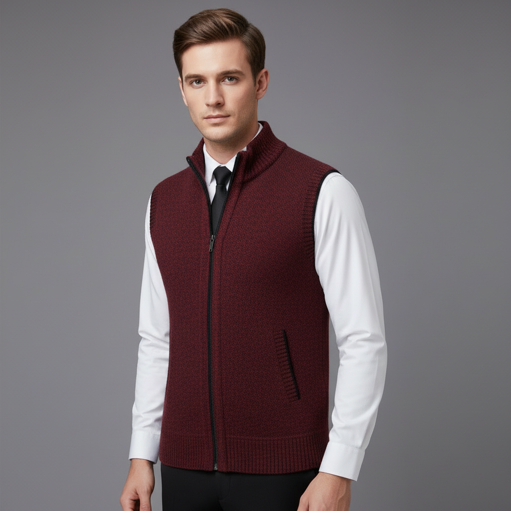 Gilet Uomo Maglia Strutturata Senza Maniche