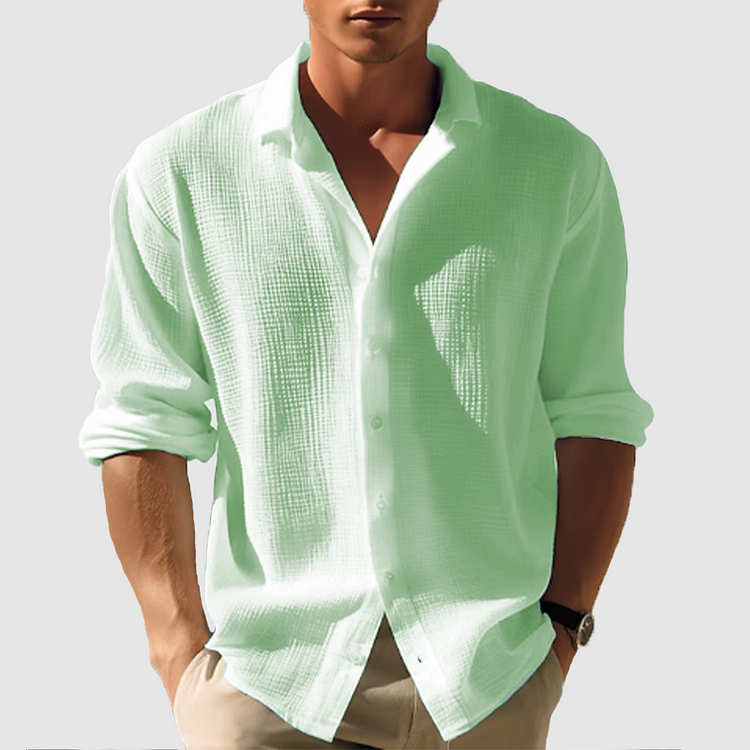 Camicia Uomo Maglia a Nido dApe Manica Lunga Casual