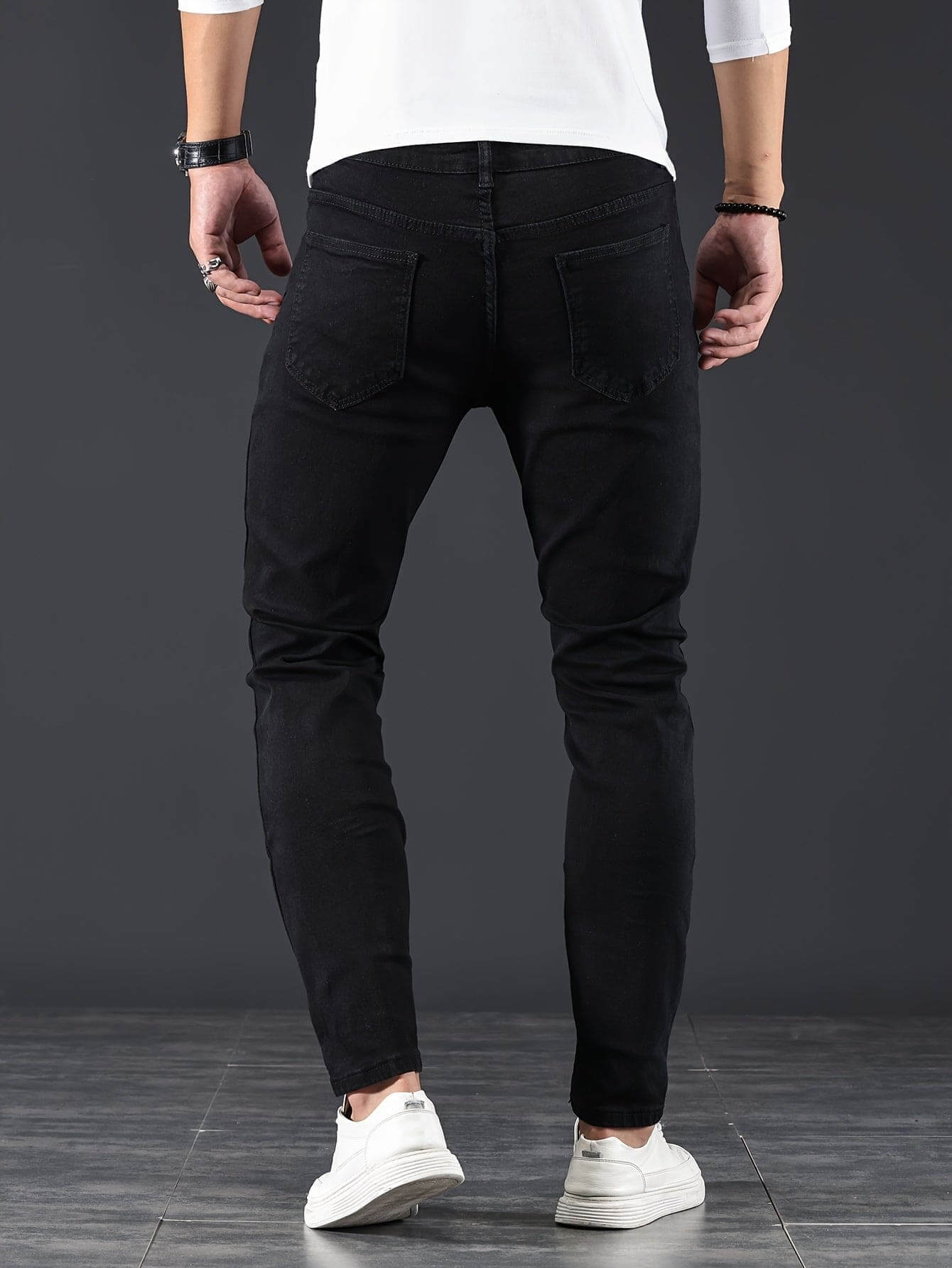 Jeans Uomo Skinny Slim Fit con Chiusura a Zip