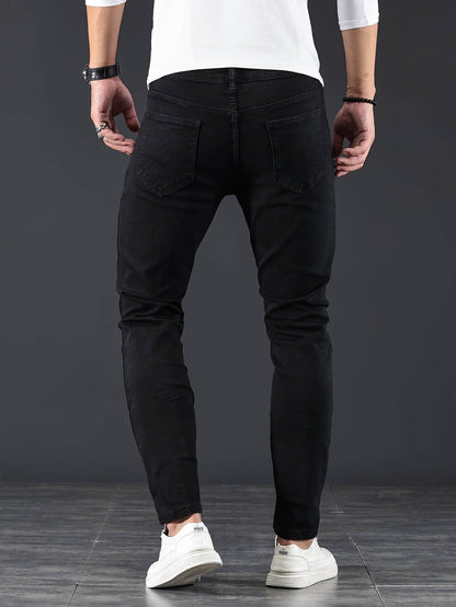 Jeans Uomo Skinny Slim Fit con Chiusura a Zip