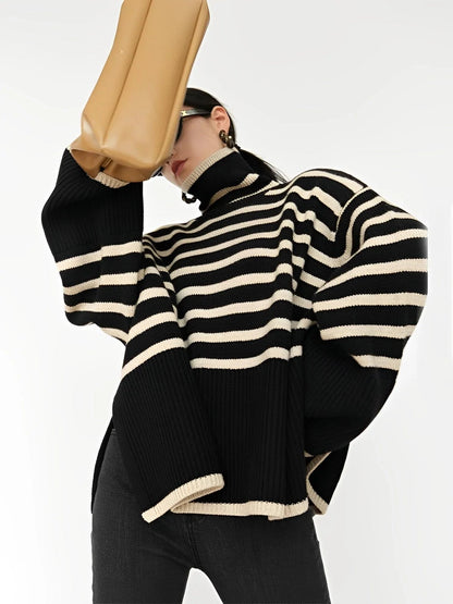 Maglione Donna Cotone Oversize Collo Alto Morbido