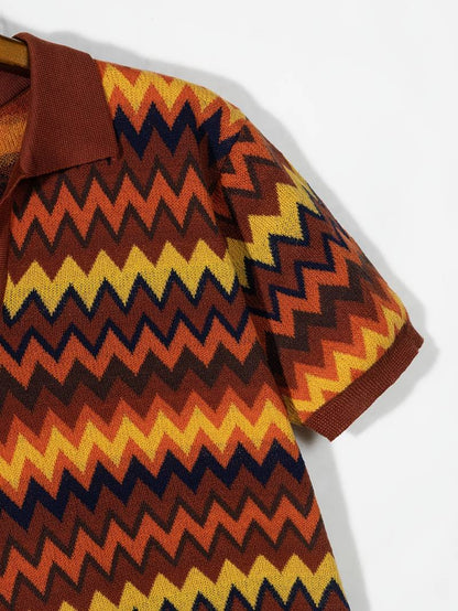 Maglione Donna Retro Motivo Zigzag Vestibilità Classica