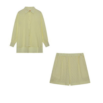Completo Donna in Cotone Mix Blusa Oversize e Shorts