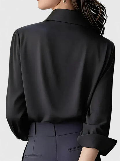 Camicia Donna in Satin con Bottoni e Manica Corta