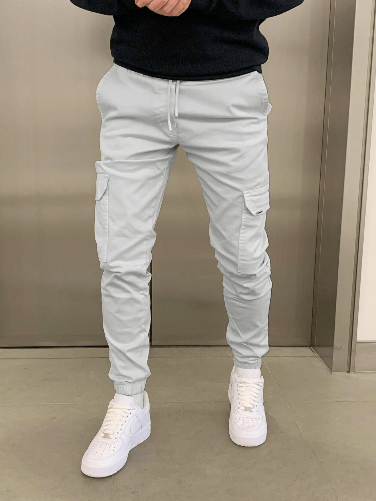 Pantaloni Cargo Uomo Lavoro Jogger Elastico
