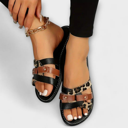 Sandali Donna con Cinturini Incrociati Design Animalier - Brentozzi
